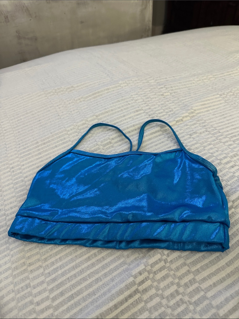 Balera Performance Racer Back Metallic Blue Peacock Bra - Picture 2 of 4